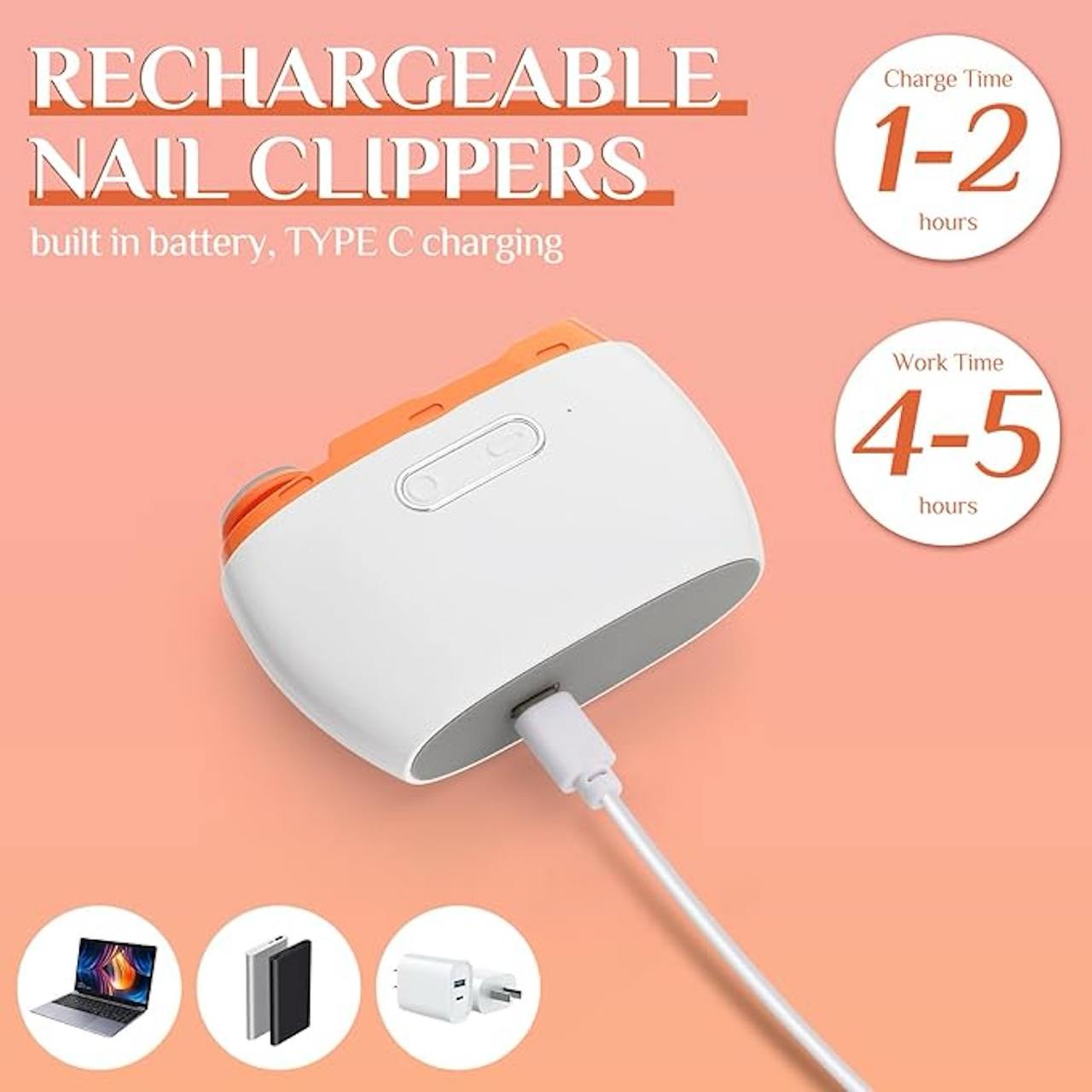 2 In 1 Electric Nail Clipper Automatic Electric Nail Clipper Fingernail Cutter and Polisher with LED Light