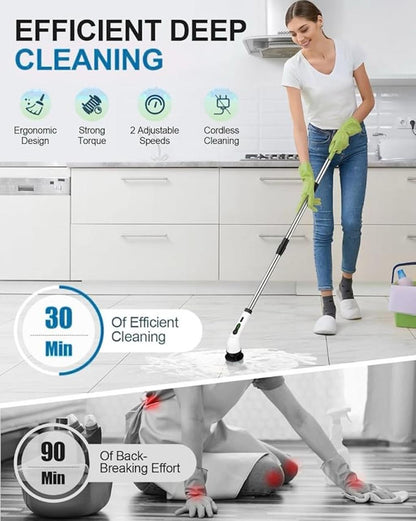 9 in 1 Cordless Electric Spin Scrubber  9 in 1 Multifunctional Cleaning Brush Scrubber