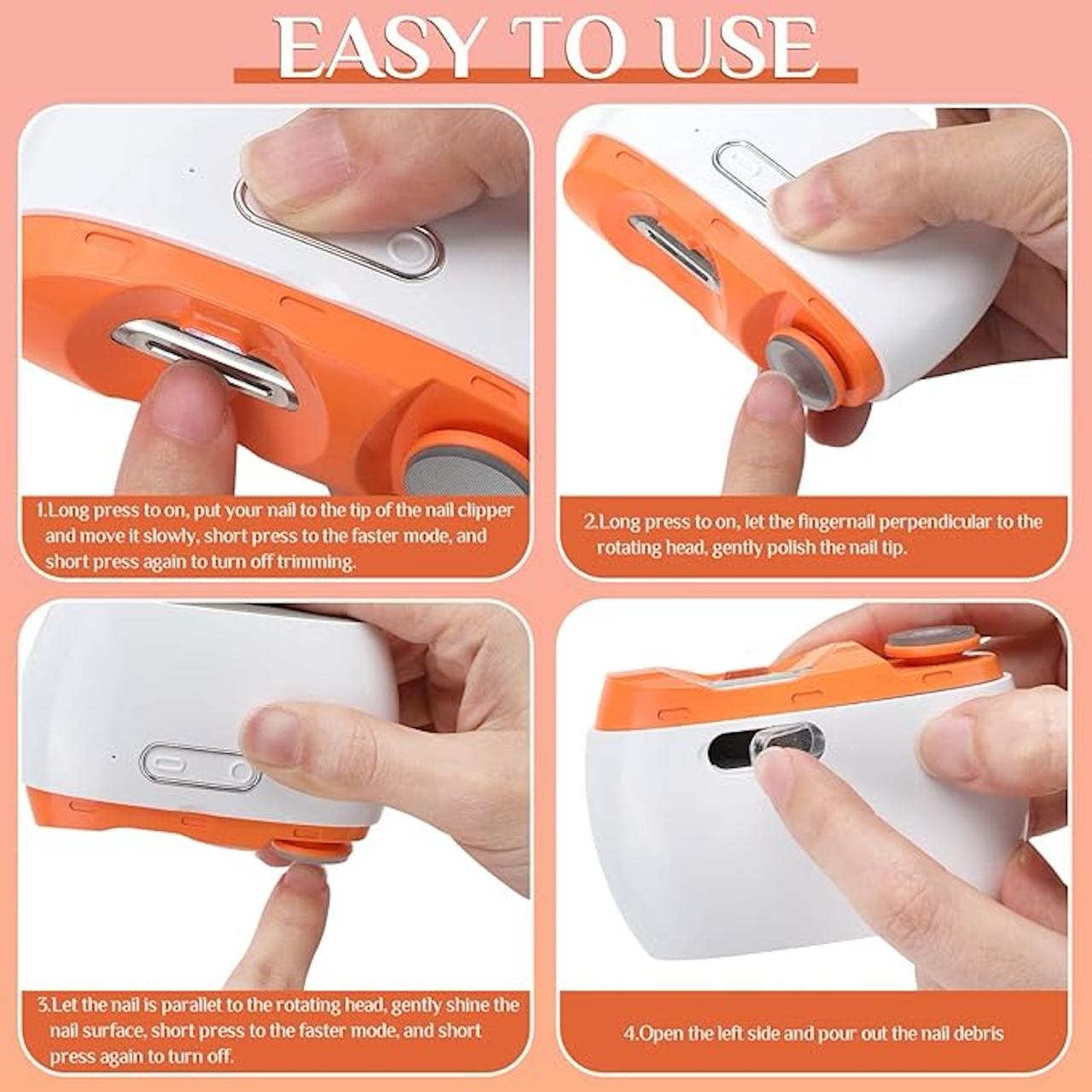 2 In 1 Electric Nail Clipper  Automatic Electric Nail Clipper Fingernail Cutter and Polisher with LED Light