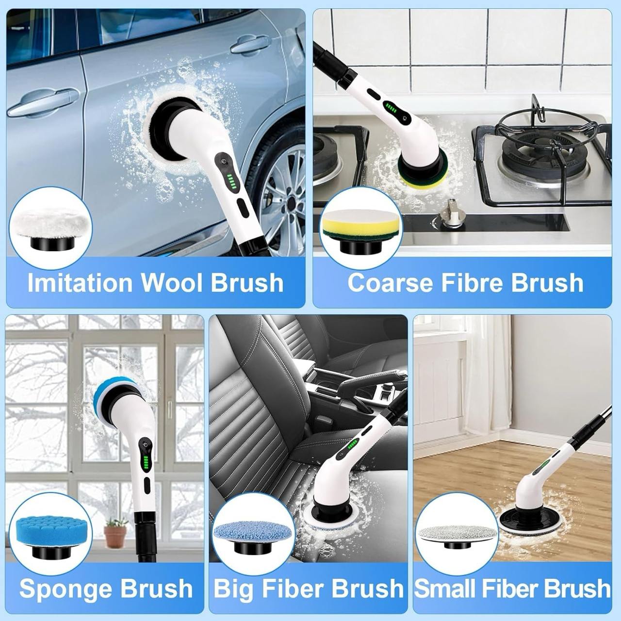 9 in 1 Cordless Electric Spin Scrubber  9 in 1 Multifunctional Cleaning Brush Scrubber